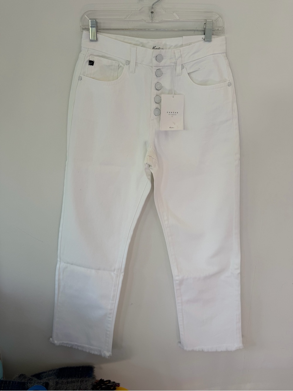 KanCan White Straight-Leg Jeans with Button-Fly